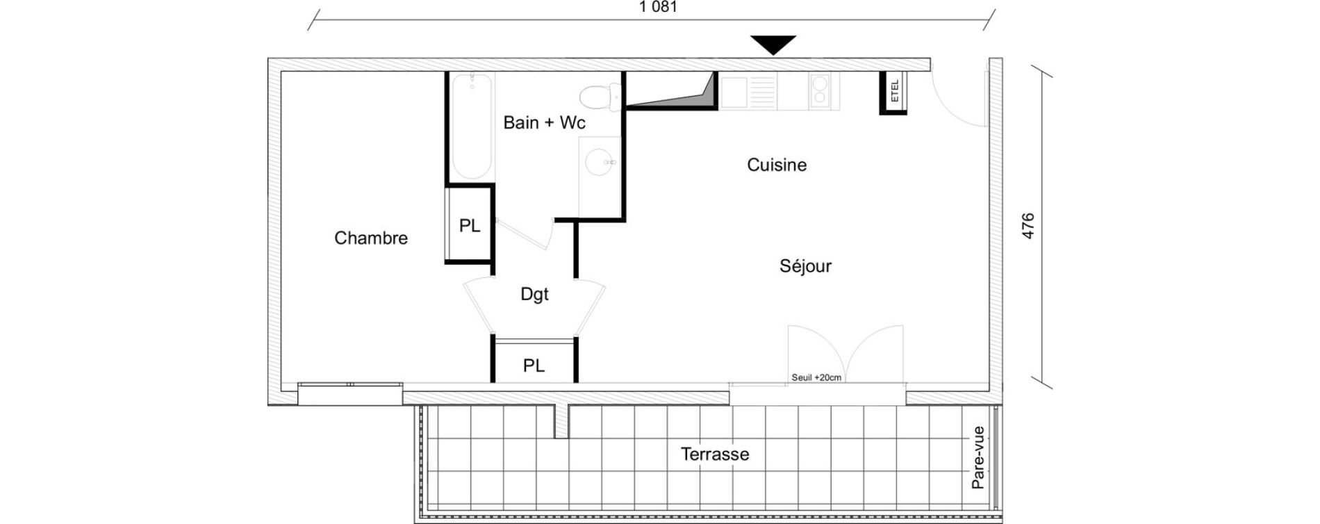 Appartement T2 de 49,50 m2 &agrave; Angers Sainte-th&eacute;r&egrave;se