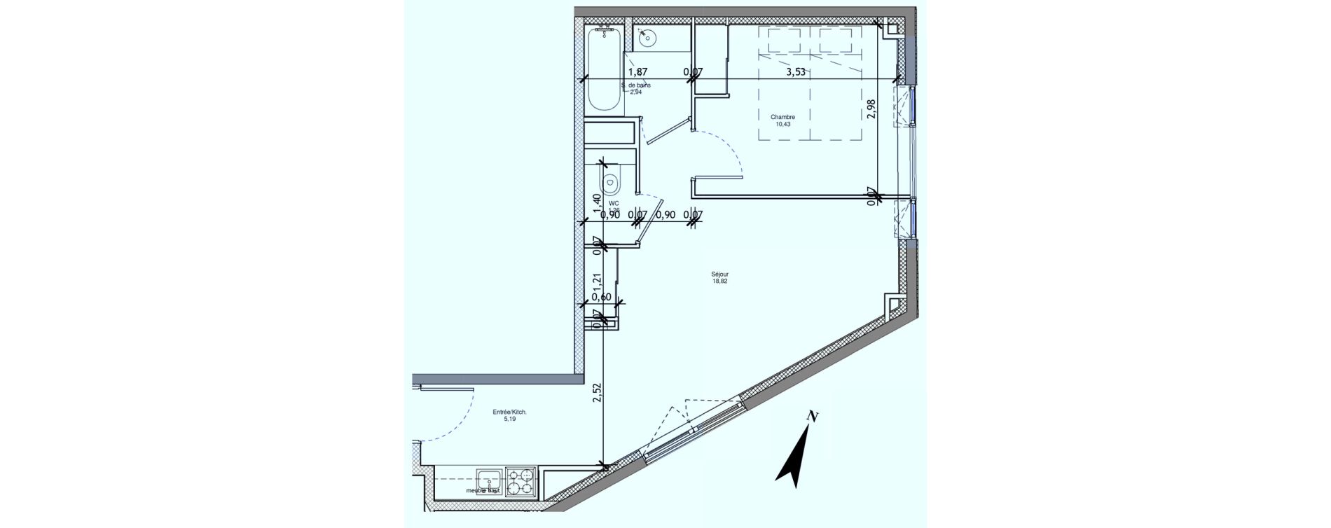 Appartement T2 de 38,63 m2 &agrave; Angers La fayette-eble