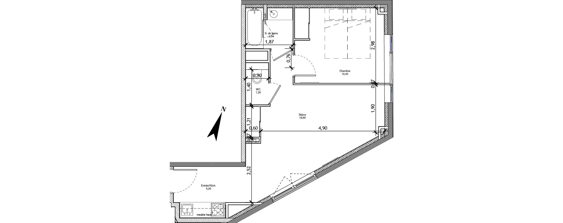 Appartement T2 de 38,63 m2 &agrave; Angers La fayette-eble