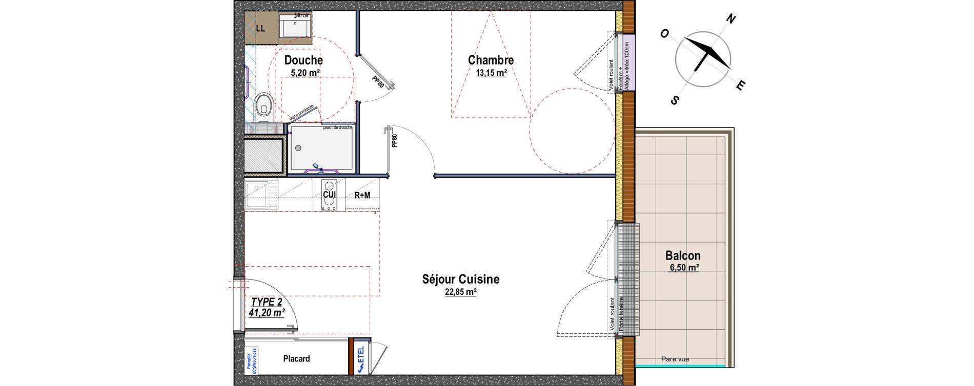 Appartement T2 de 41,20 m2 &agrave; Angers Doutre