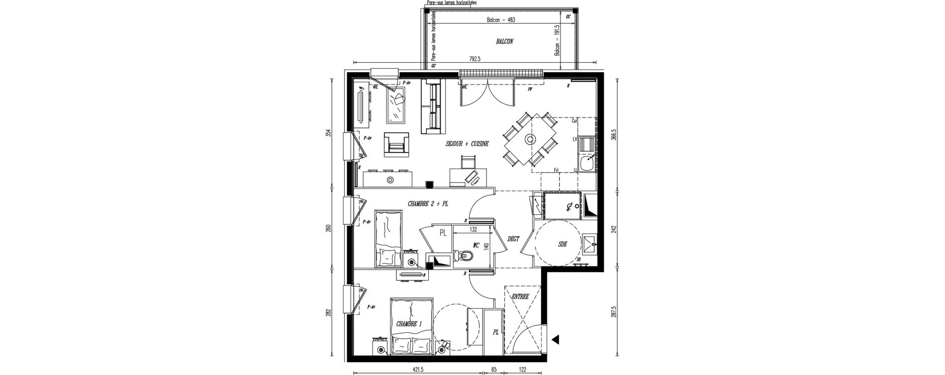 Appartement T3 de 64,25 m2 &agrave; Angers Croix blanche
