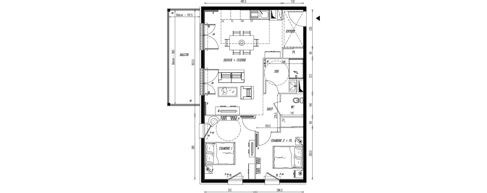 Appartement T3 de 62,71 m2 &agrave; Angers Croix blanche