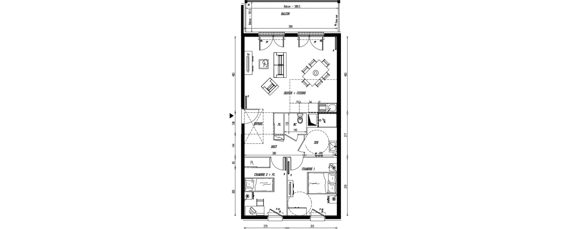 Appartement T3 de 65,80 m2 &agrave; Angers Croix blanche