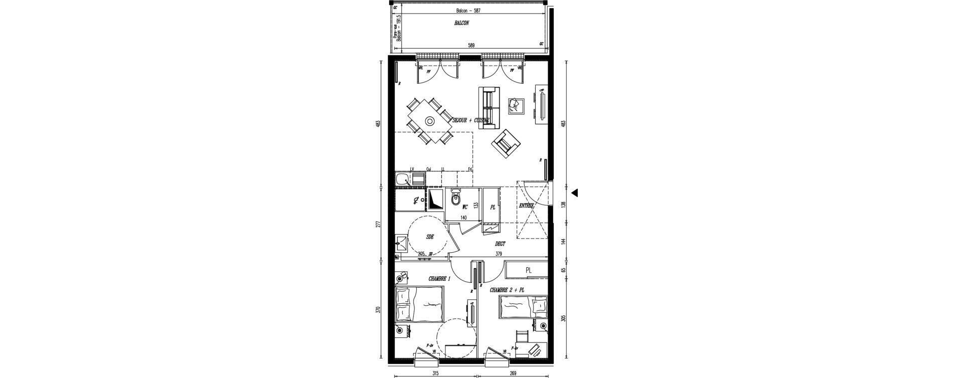 Appartement T3 de 65,20 m2 &agrave; Angers Croix blanche