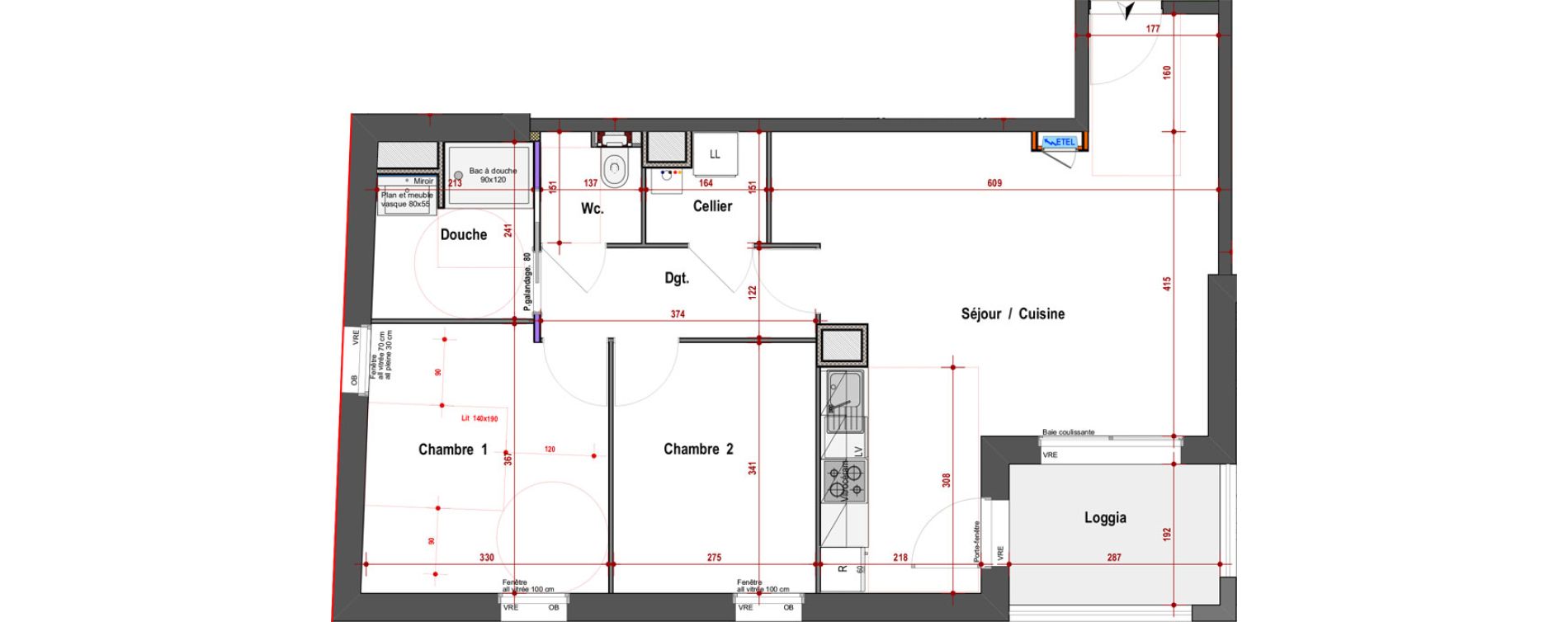 Appartement T3 de 64,68 m2 &agrave; Angers Justices - parmentier