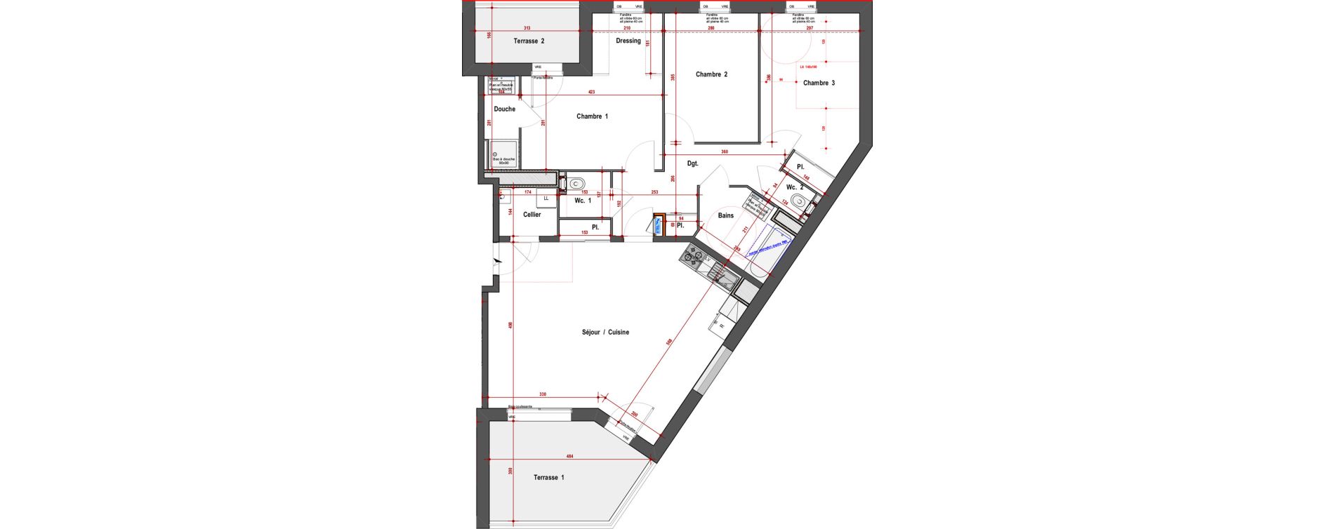 Appartement T4 de 98,84 m2 &agrave; Angers Justices - parmentier