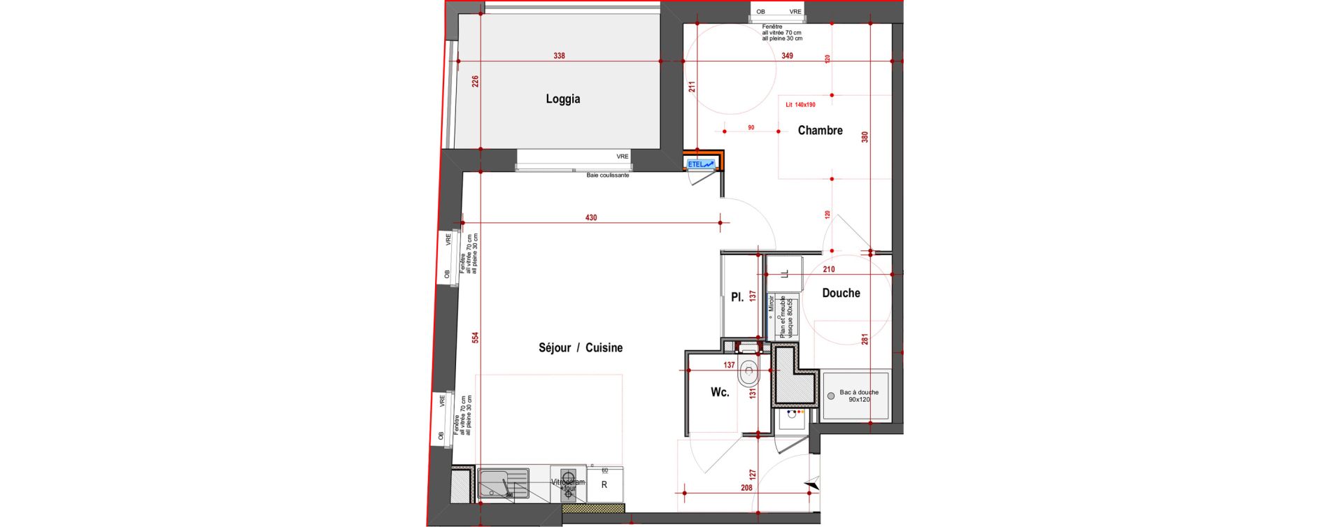 Appartement T2 de 45,40 m2 &agrave; Angers Justices - parmentier