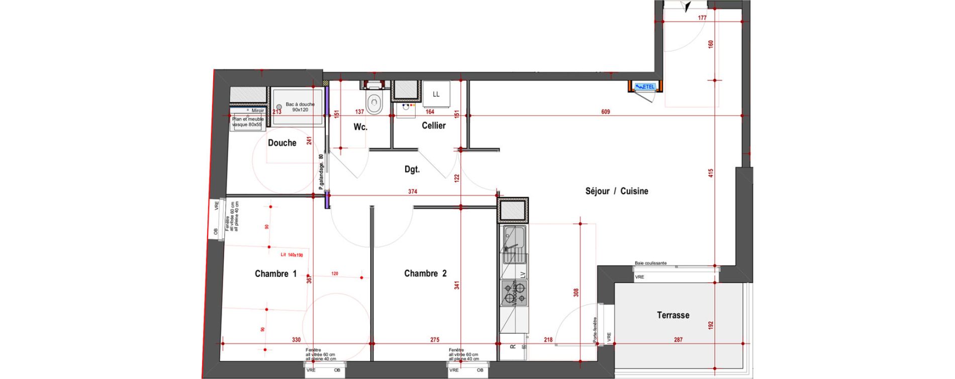 Appartement T3 de 64,68 m2 &agrave; Angers Justices - parmentier