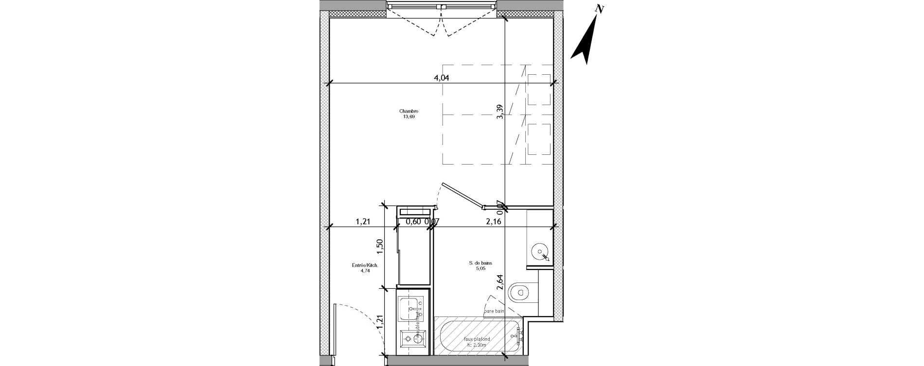 Appartement T1 de 23,48 m2 &agrave; Angers La fayette-eble