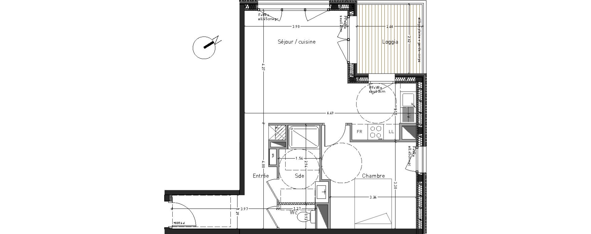 Appartement T2 de 47,64 m2 &agrave; Angers Desjardins