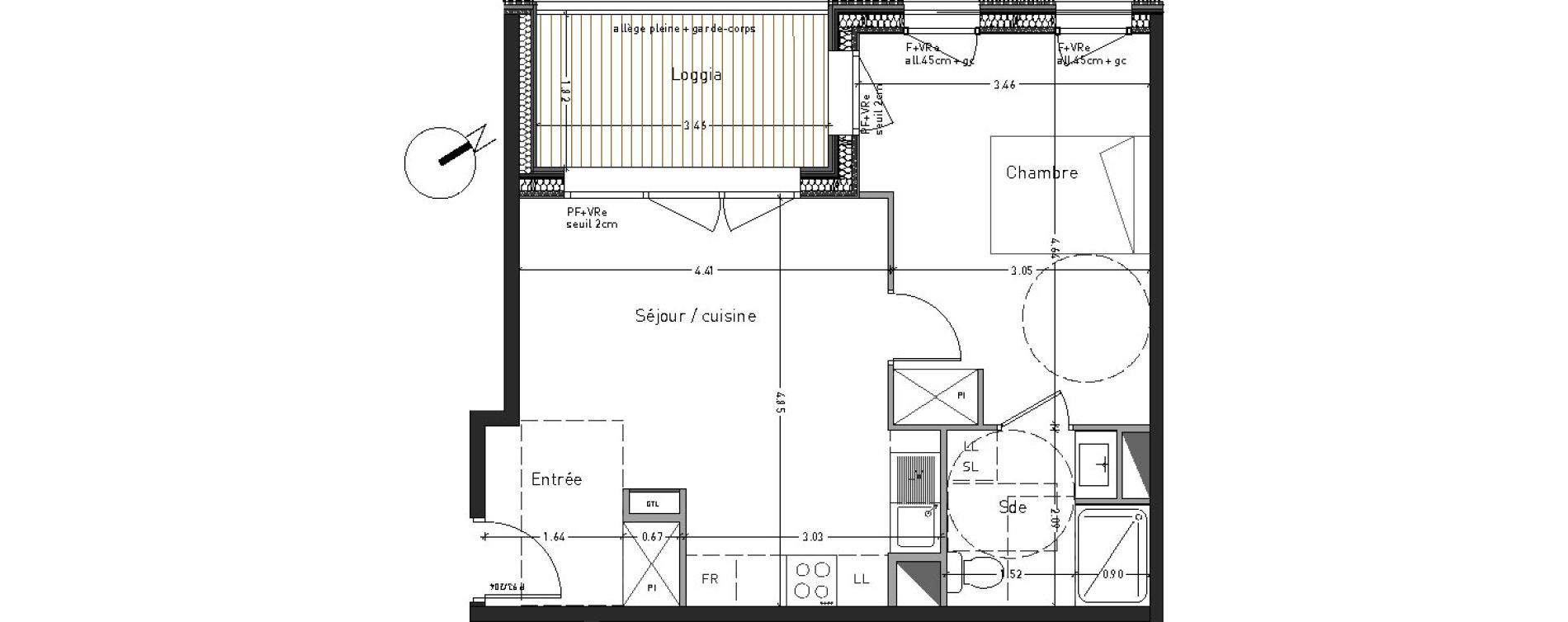 Appartement T2 de 42,22 m2 &agrave; Angers Desjardins