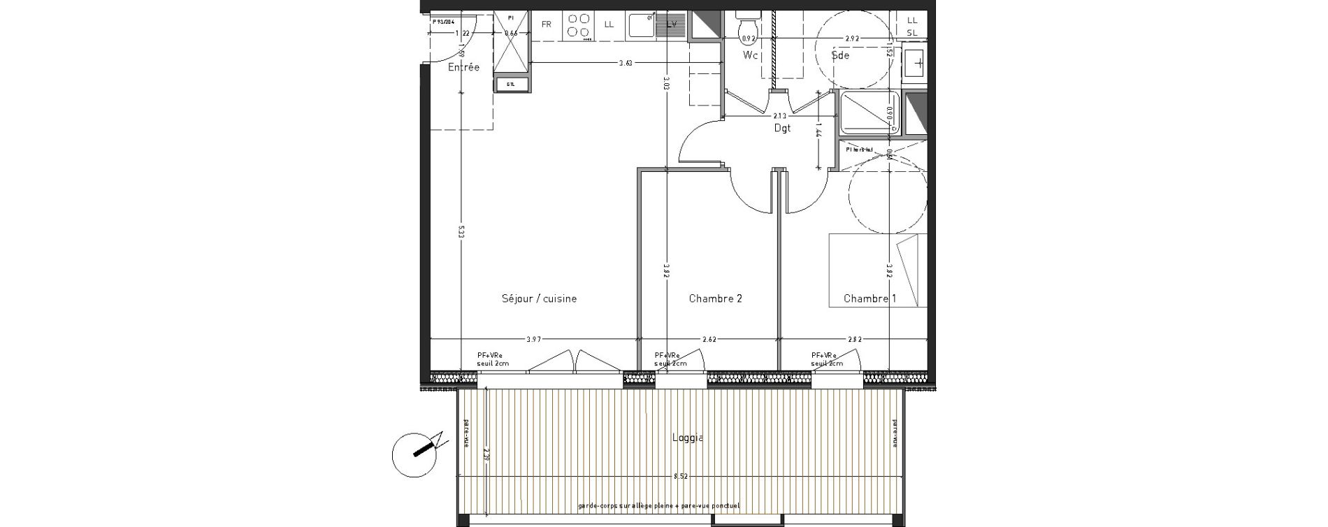 Appartement T3 de 63,45 m2 &agrave; Angers Desjardins