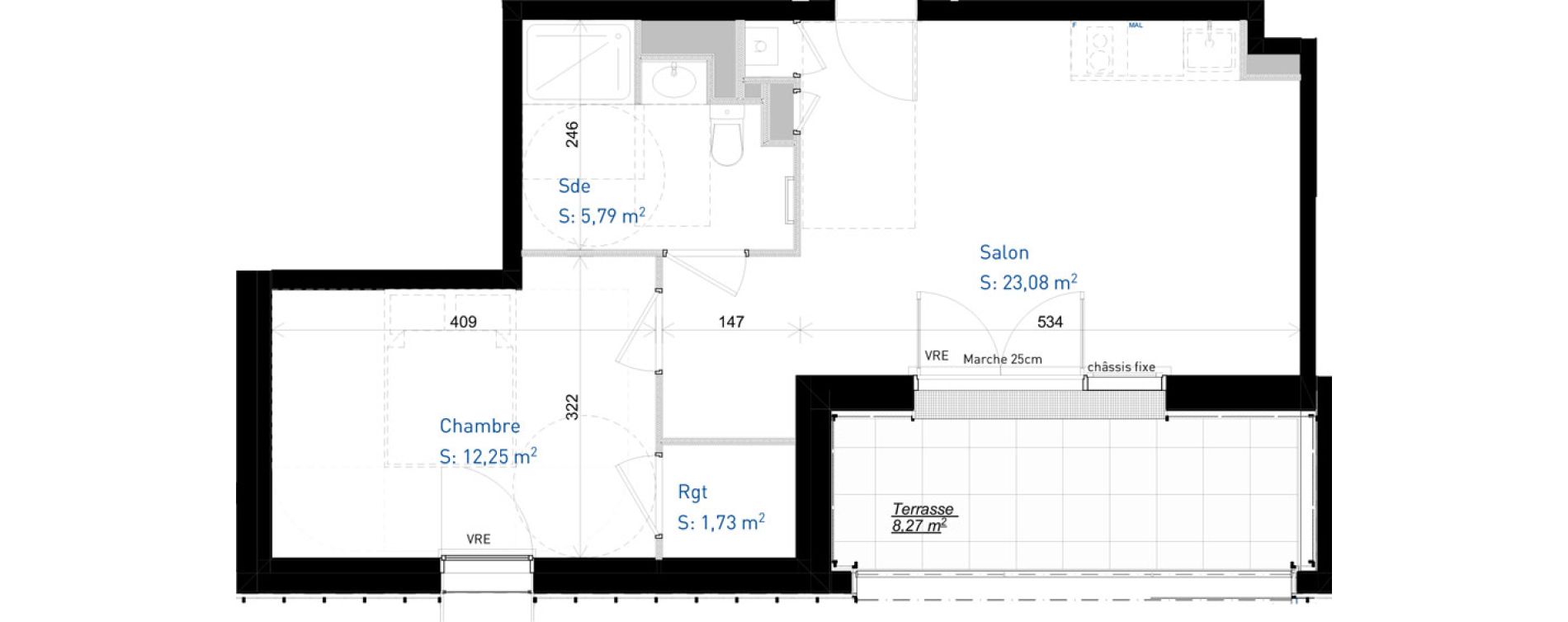 Appartement T2 de 42,85 m2 &agrave; Angers Maurice tardat