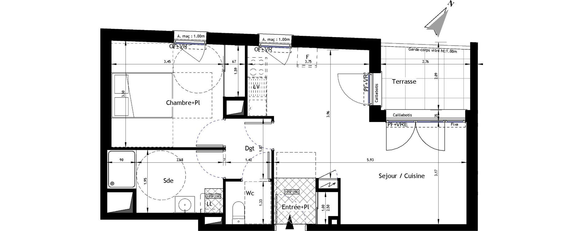 Appartement T2 de 49,96 m2 &agrave; Angers Hauts de saint-aubin