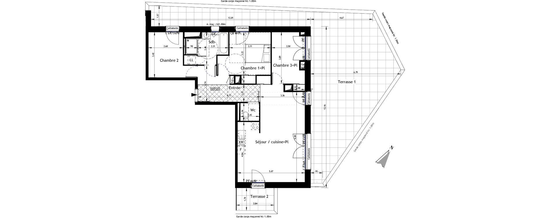 Appartement T4 de 81,06 m2 &agrave; Angers Hauts de saint-aubin