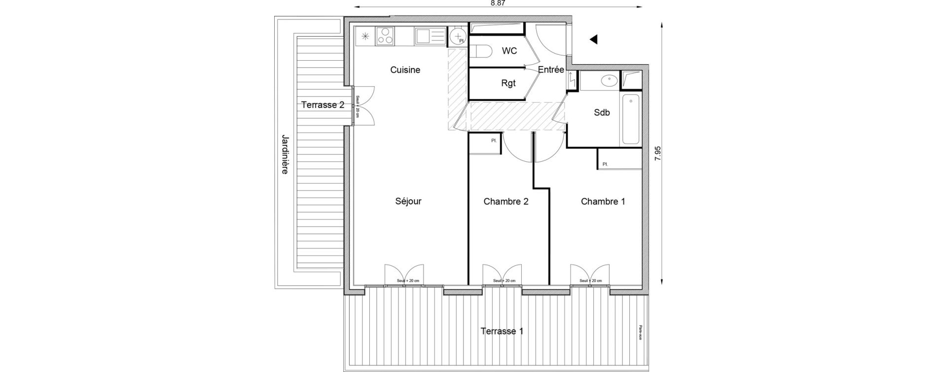 Appartement T3 de 65,04 m2 &agrave; Angers Beaussier