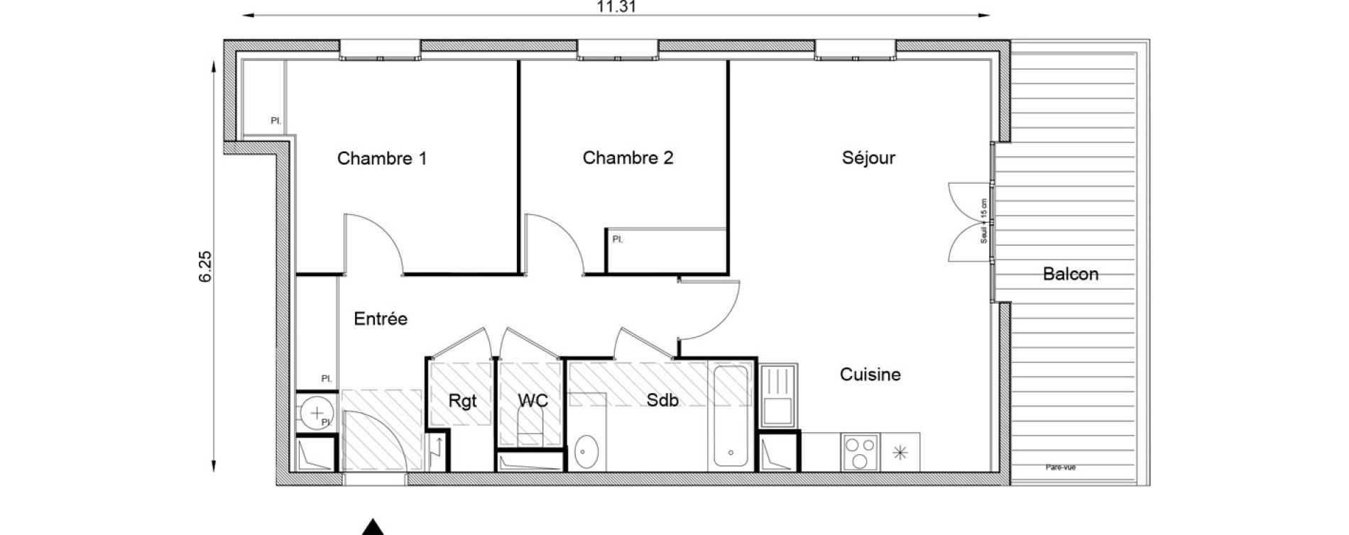 Appartement T3 de 63,85 m2 &agrave; Angers Beaussier