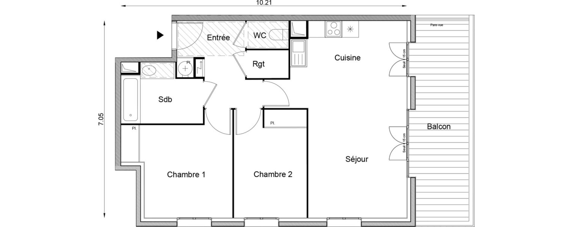 Appartement T3 de 64,71 m2 &agrave; Angers Beaussier