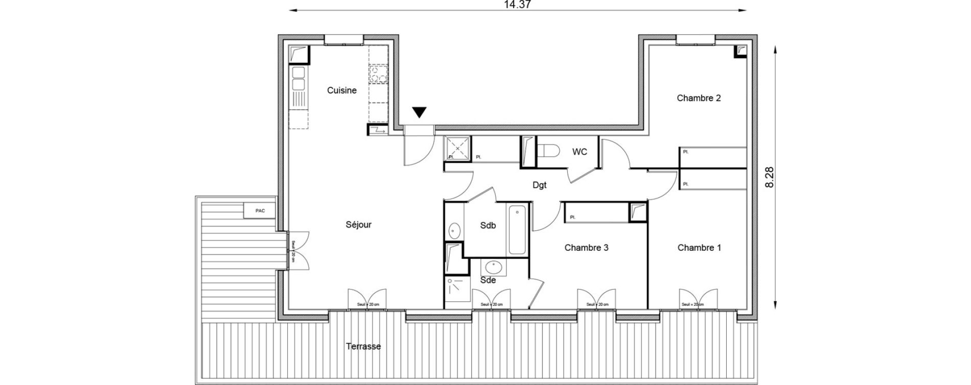 Appartement T4 de 91,87 m2 &agrave; Angers Beaussier