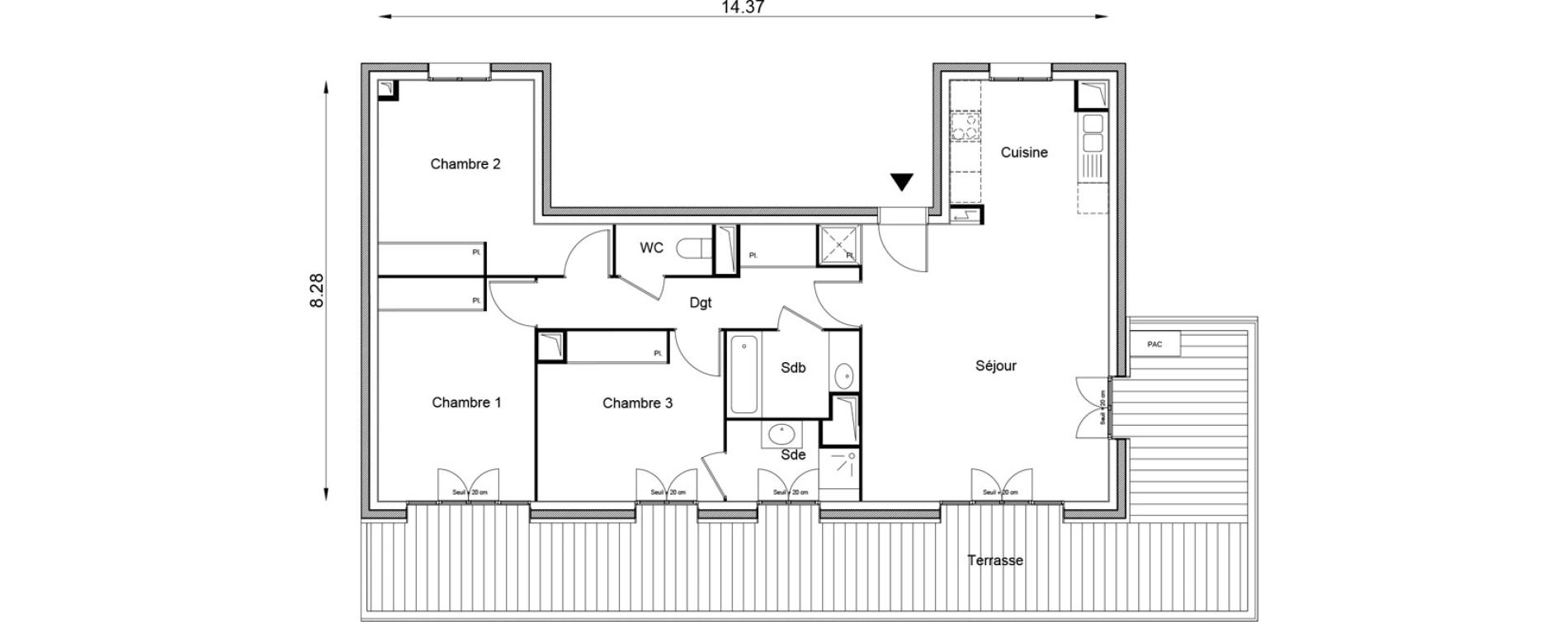 Appartement T4 de 91,87 m2 &agrave; Angers Beaussier