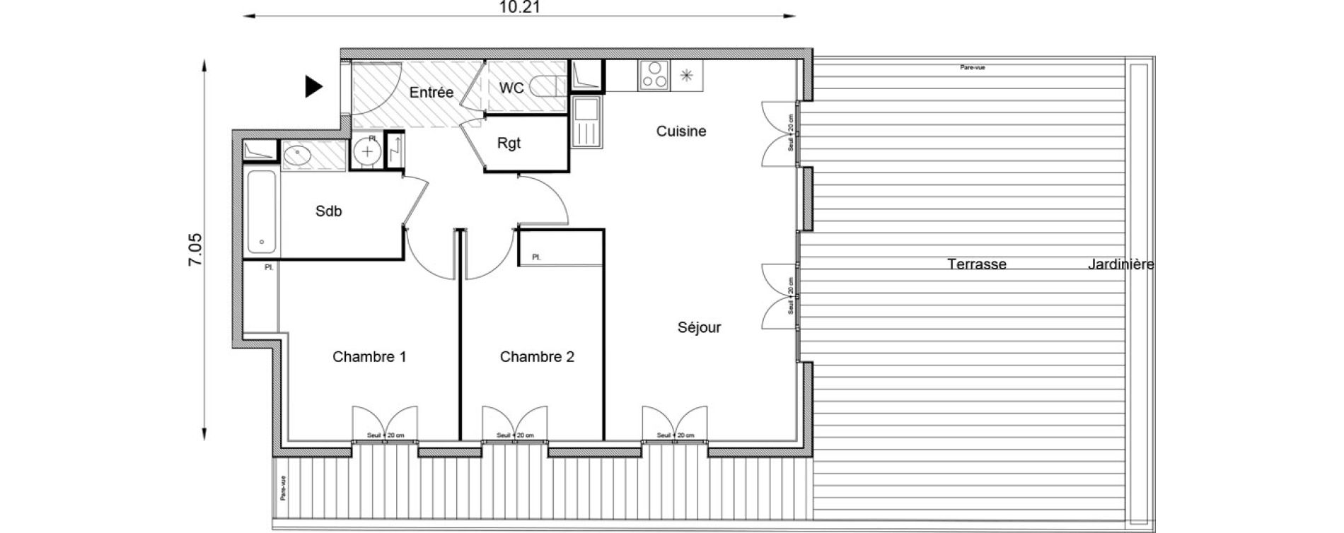 Appartement T3 de 64,71 m2 &agrave; Angers Beaussier