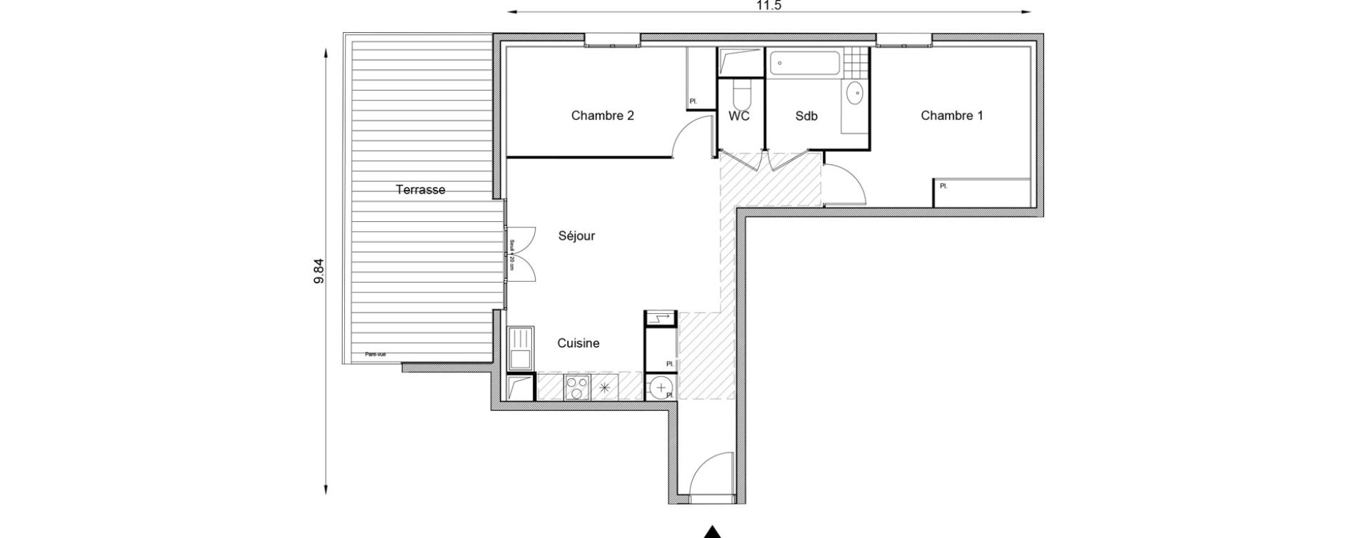 Appartement T3 de 62,29 m2 &agrave; Angers Beaussier