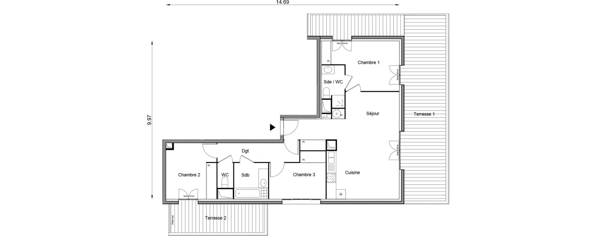 Appartement T4 de 83,35 m2 &agrave; Angers Beaussier