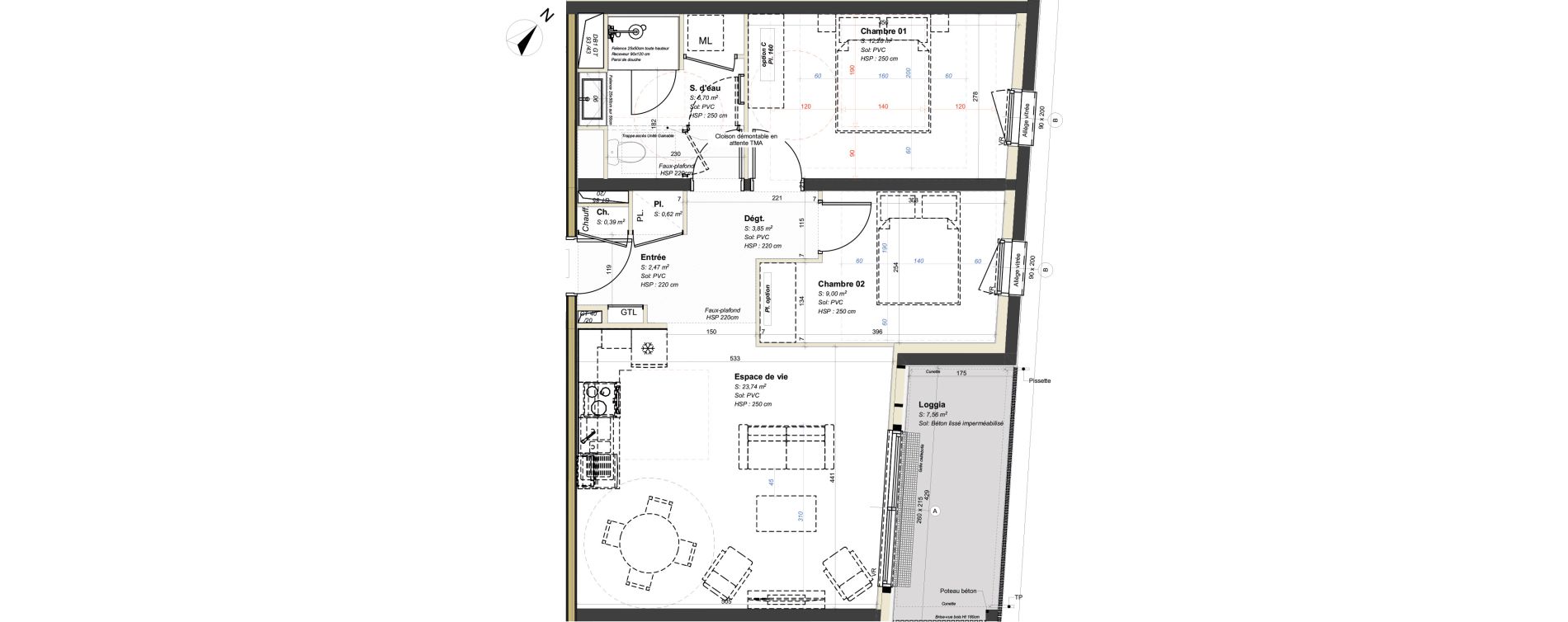 Appartement T3 de 59,03 m2 &agrave; Avrill&eacute; Coteaux de la mayenne