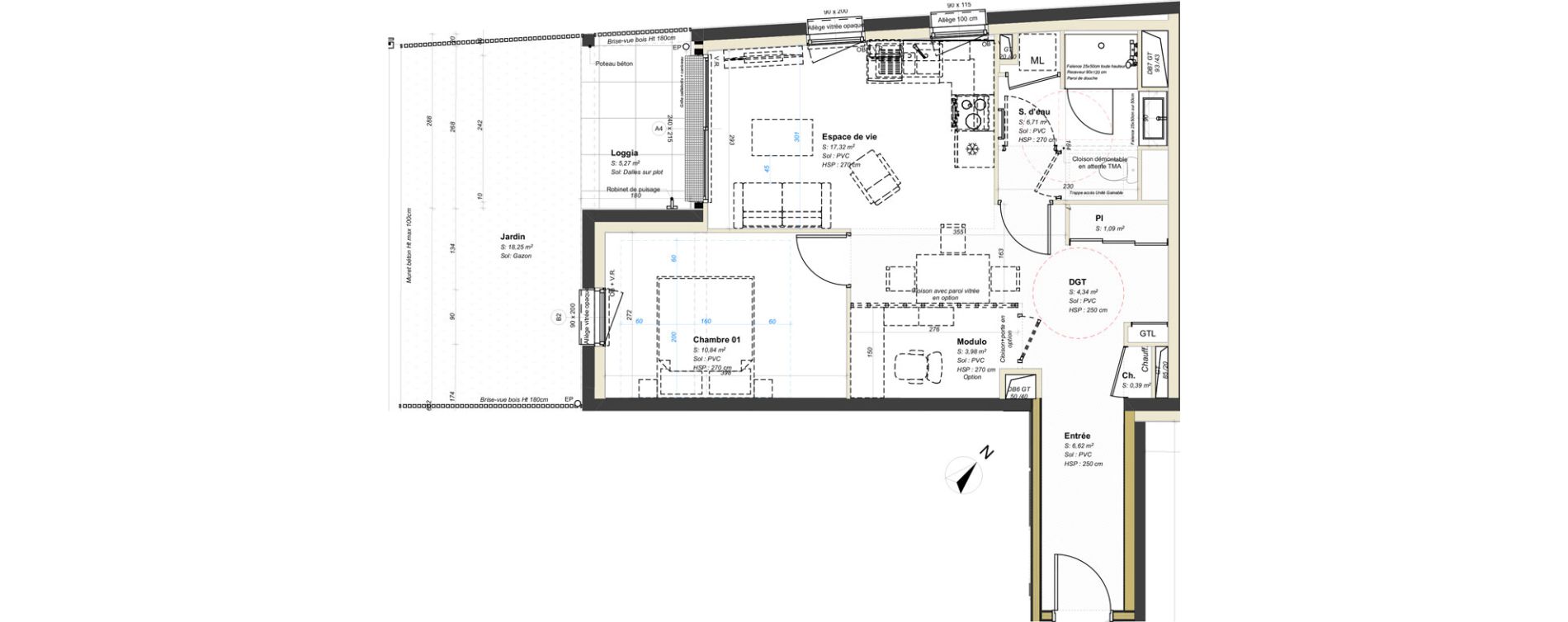 Appartement T2 de 51,29 m2 &agrave; Avrill&eacute; Coteaux de la mayenne