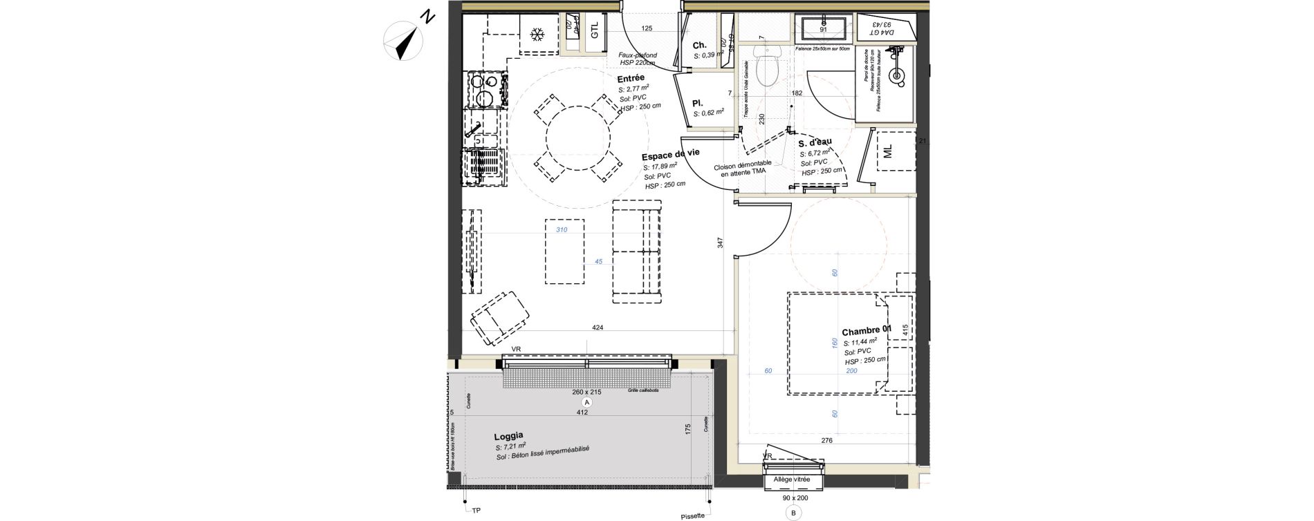 Appartement T2 de 39,83 m2 &agrave; Avrill&eacute; Coteaux de la mayenne