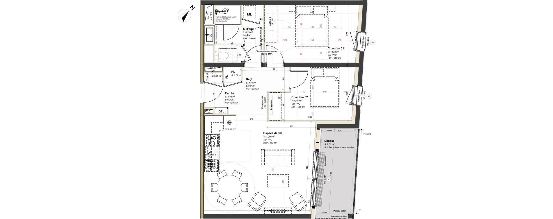 Appartement T3 de 59,23 m2 &agrave; Avrill&eacute; Coteaux de la mayenne