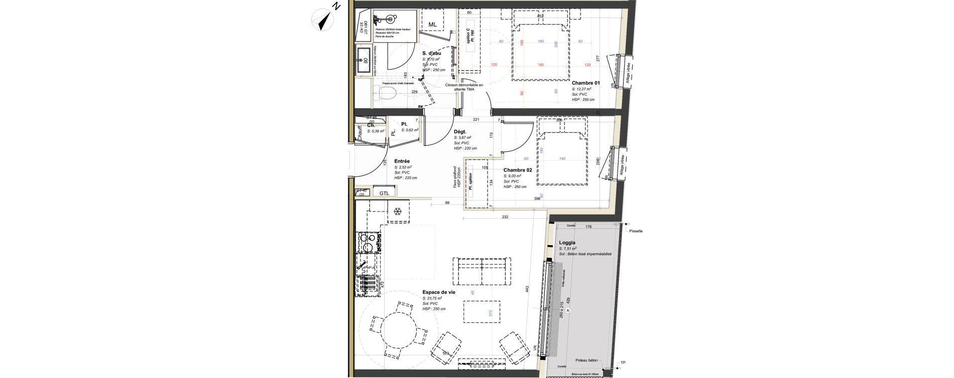 Appartement T3 de 59,12 m2 &agrave; Avrill&eacute; Coteaux de la mayenne