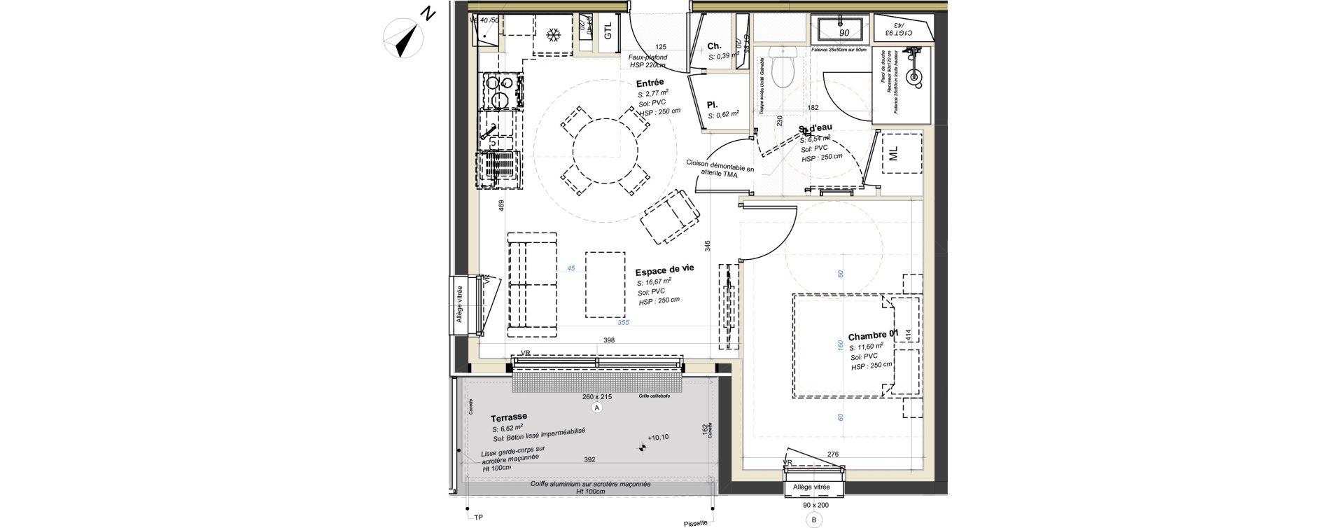 Appartement T2 de 38,59 m2 &agrave; Avrill&eacute; Coteaux de la mayenne