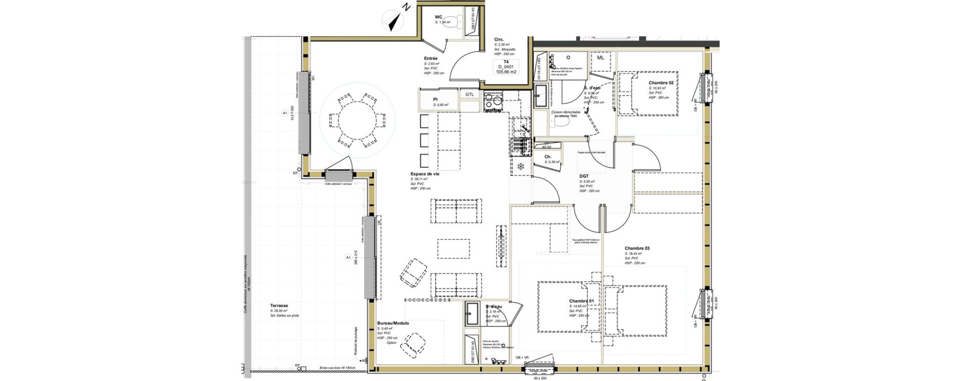 Appartement T4 de 105,66 m2 &agrave; Avrill&eacute; Coteaux de la mayenne