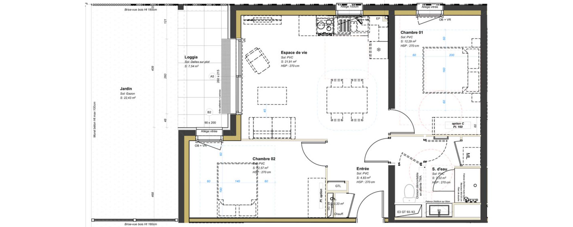 Appartement T3 de 59,15 m2 &agrave; Avrill&eacute; Coteaux de la mayenne