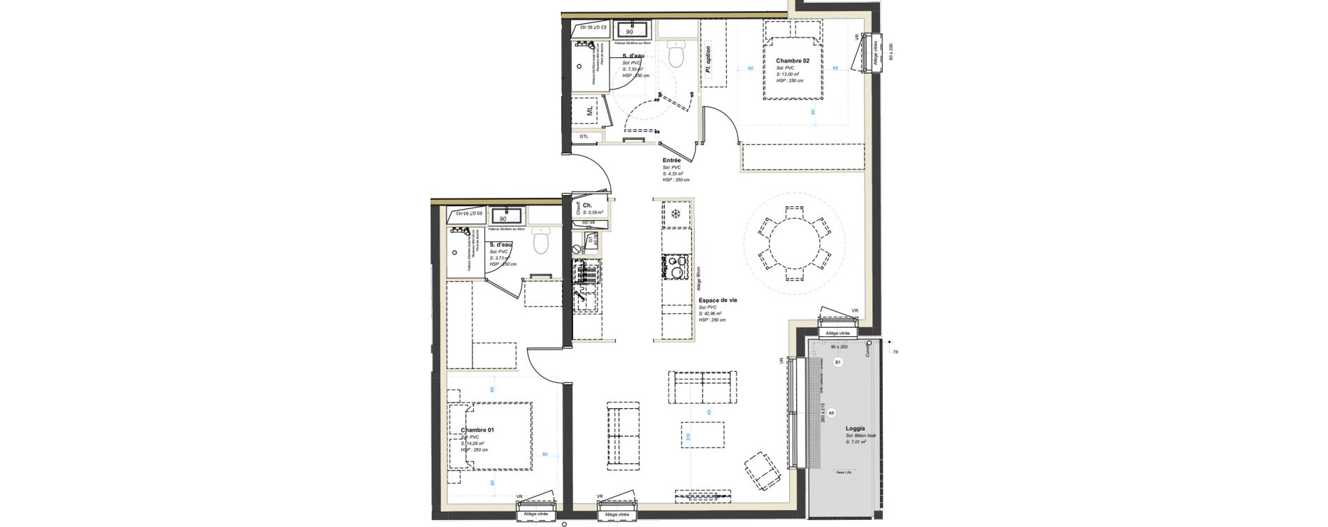 Appartement T3 de 85,99 m2 &agrave; Avrill&eacute; Coteaux de la mayenne