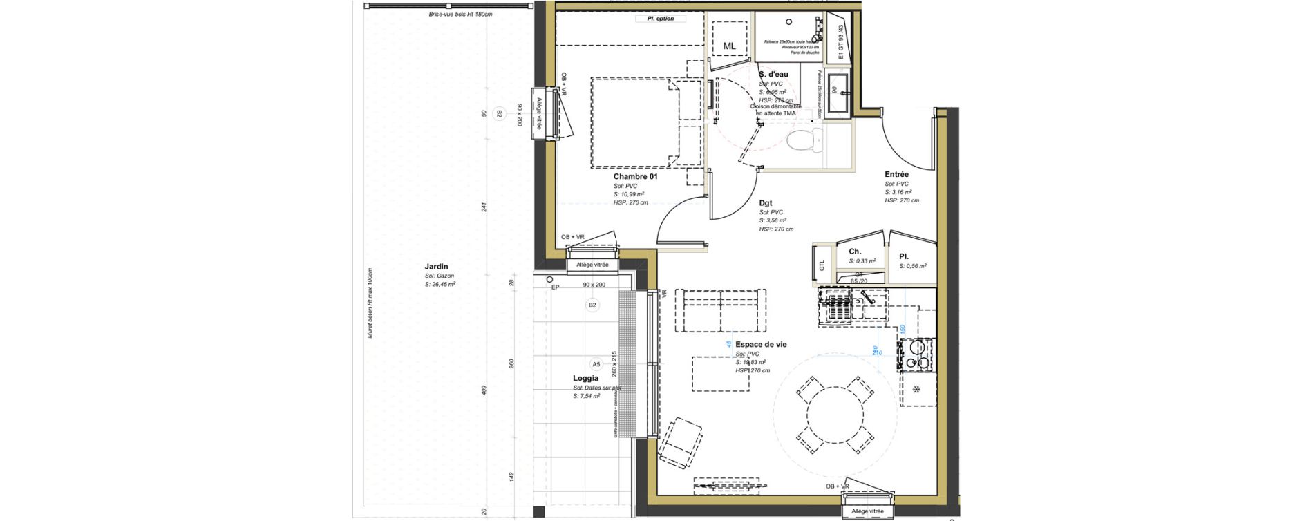 Appartement T2 de 44,48 m2 &agrave; Avrill&eacute; Coteaux de la mayenne