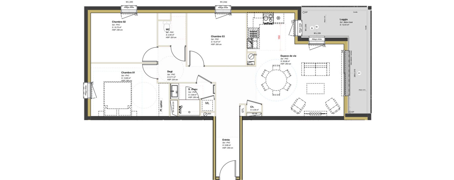 Appartement T4 de 82,18 m2 &agrave; Avrill&eacute; Coteaux de la mayenne