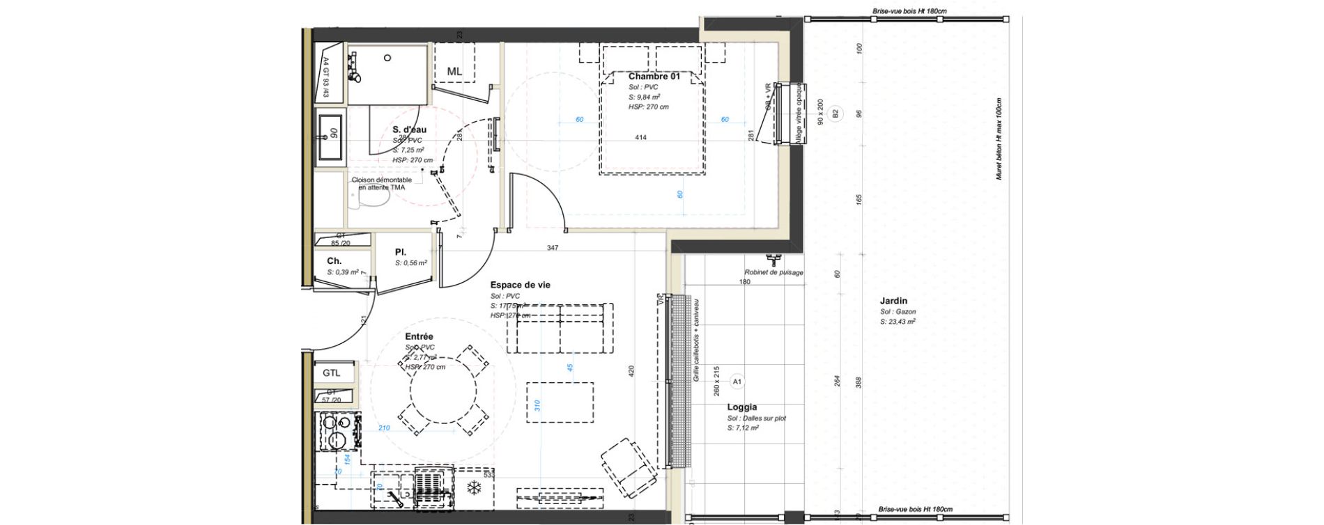 Appartement T2 de 38,56 m2 &agrave; Avrill&eacute; Coteaux de la mayenne