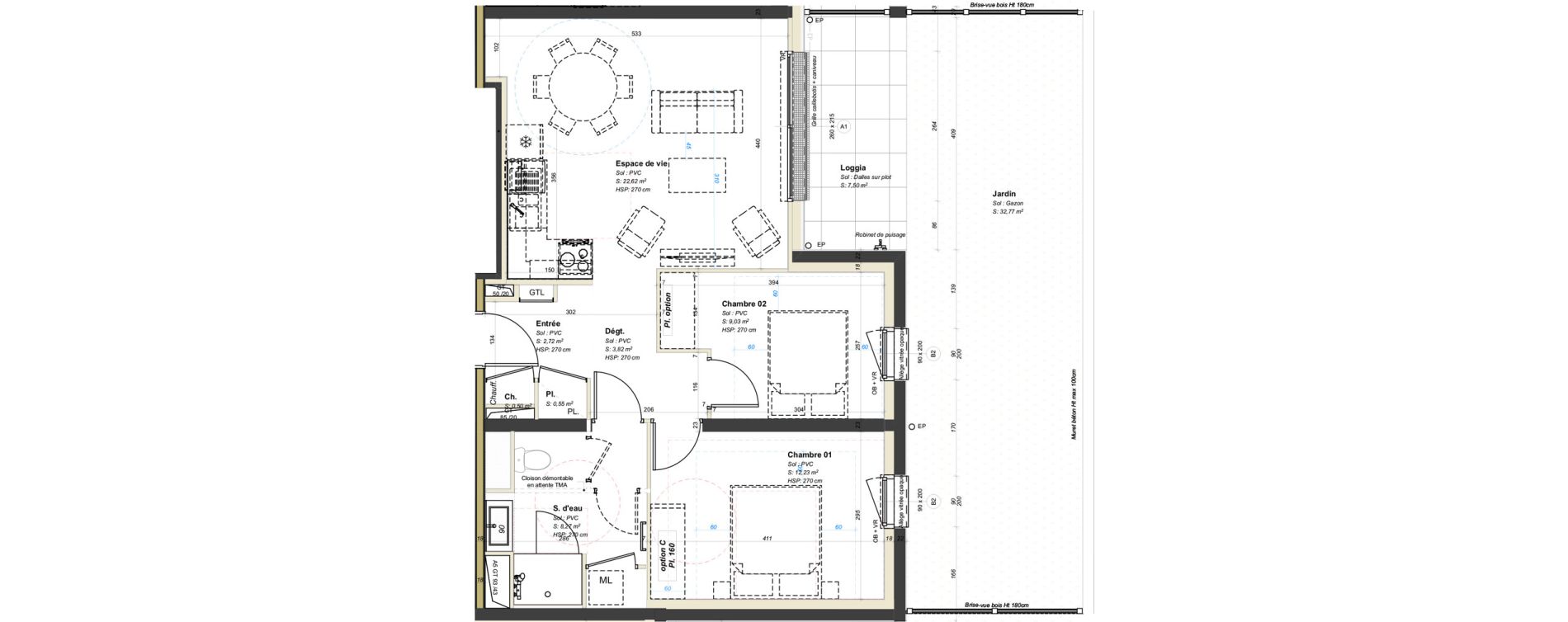 Appartement T3 de 59,74 m2 &agrave; Avrill&eacute; Coteaux de la mayenne