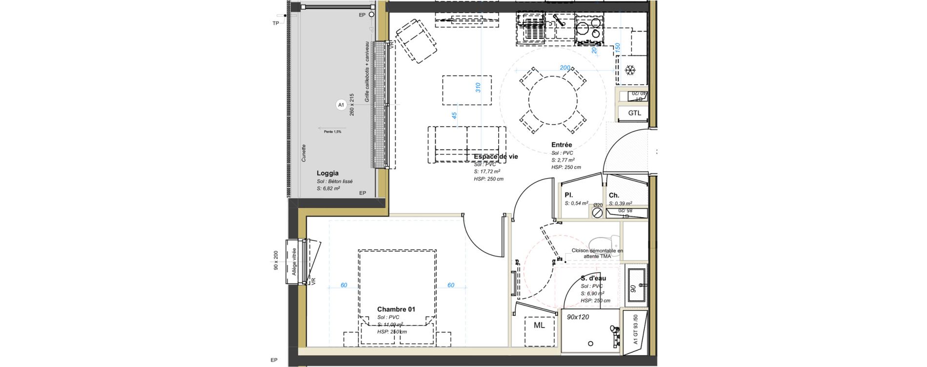 Appartement T2 de 39,41 m2 &agrave; Avrill&eacute; Coteaux de la mayenne