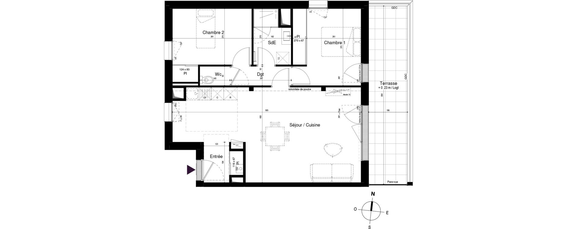 Appartement T3 de 69,12 m2 &agrave; Avrill&eacute; Coteaux de la mayenne