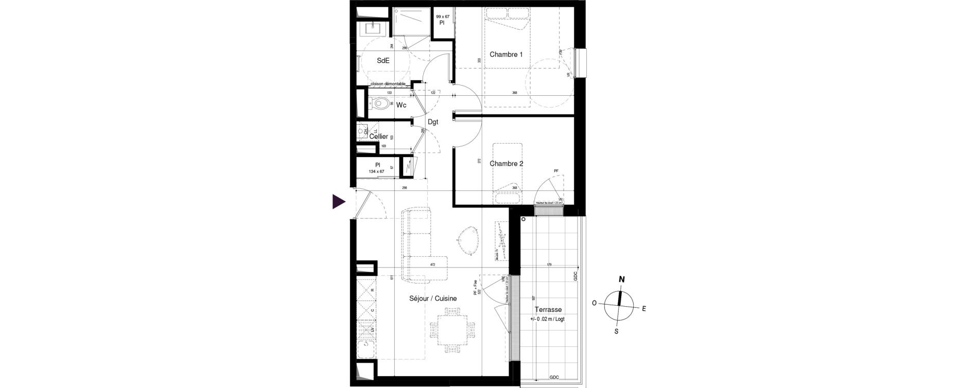 Appartement T3 de 62,62 m2 &agrave; Avrill&eacute; Coteaux de la mayenne