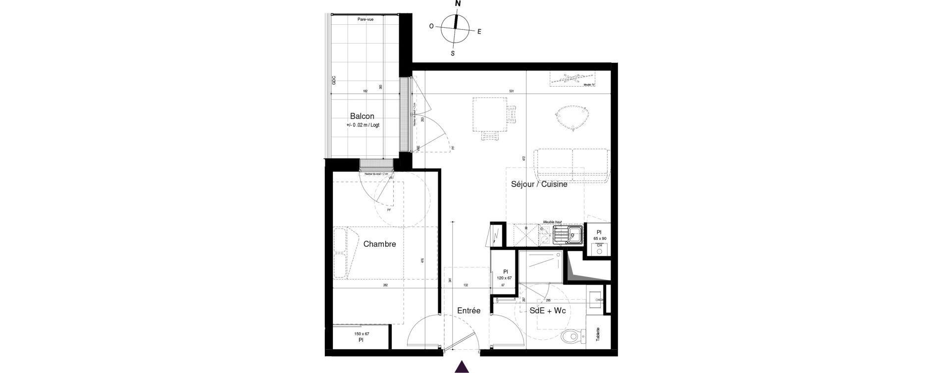 Appartement T2 de 46,70 m2 &agrave; Avrill&eacute; Coteaux de la mayenne