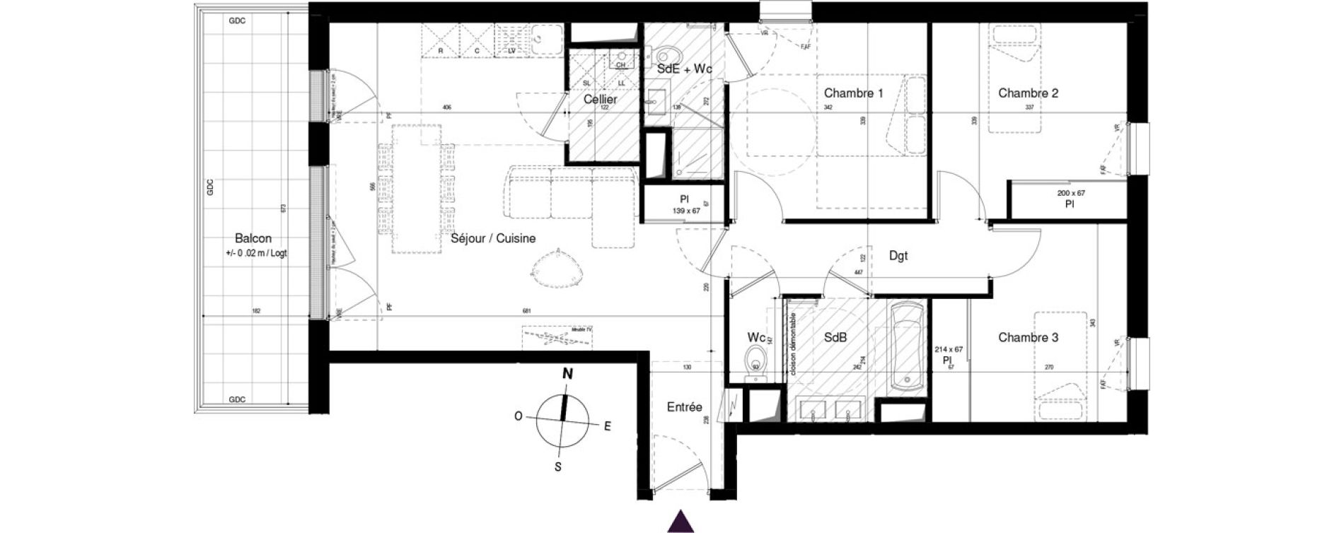 Appartement T4 de 84,83 m2 &agrave; Avrill&eacute; Coteaux de la mayenne