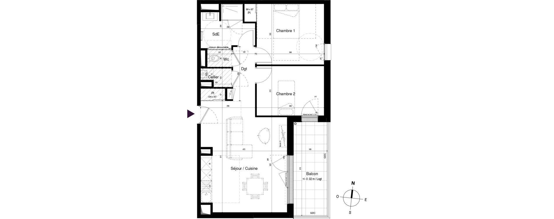 Appartement T3 de 62,62 m2 &agrave; Avrill&eacute; Coteaux de la mayenne