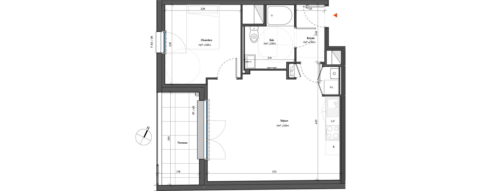 Appartement T2 de 44,73 m2 &agrave; Avrill&eacute; Le bois du roi