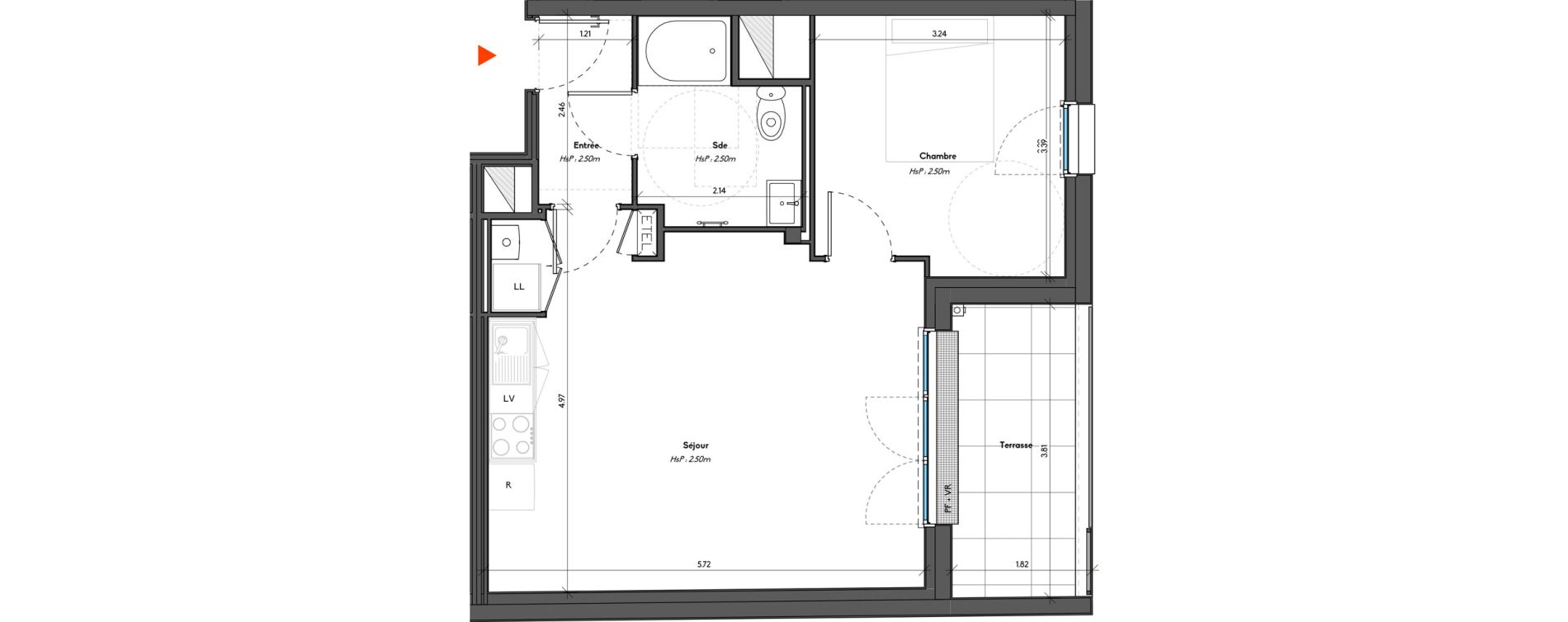 Appartement T2 de 44,35 m2 &agrave; Avrill&eacute; Le bois du roi