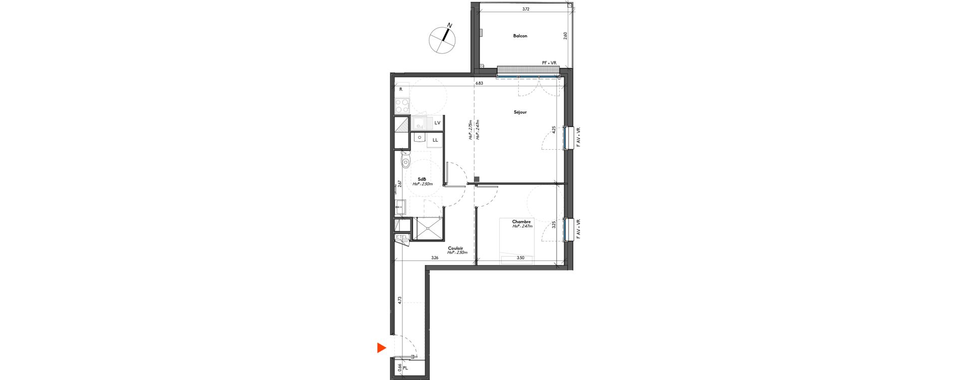 Appartement T2 de 54,52 m2 &agrave; Avrill&eacute; Le bois du roi