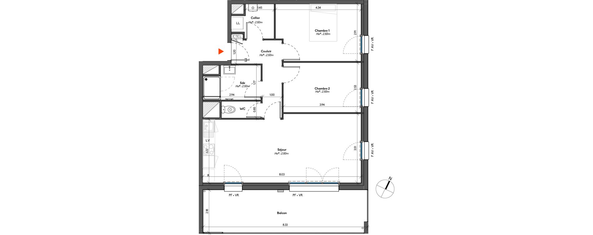 Appartement T3 de 64,58 m2 &agrave; Avrill&eacute; Le bois du roi